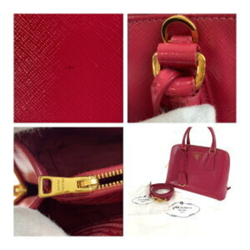 Prada handbag shoulder triangular pink leather Saffiano plate logo - Picture 5 of 10